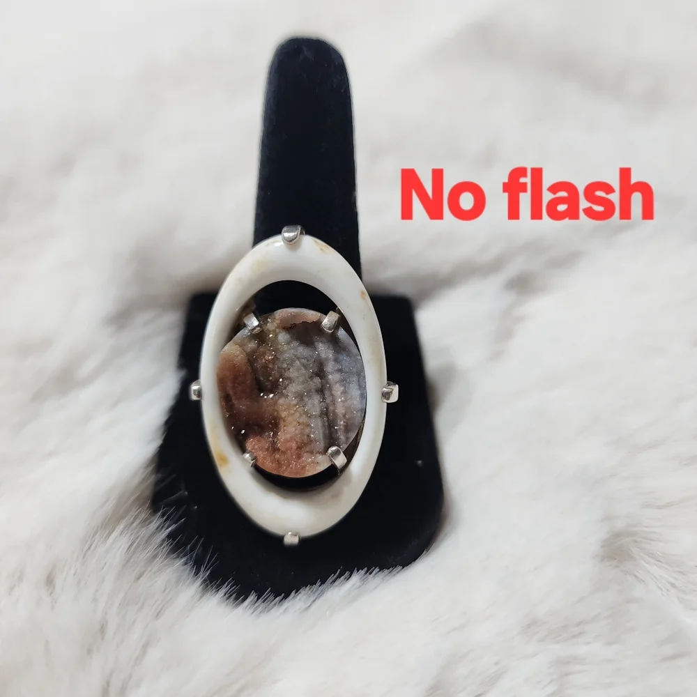 HSN Rarities Druzy Quartz Sterling Silver Statement Ring Size 9